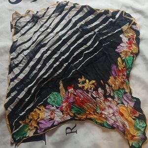 Dramatic Floral Vintage Bill Blass Silk Scarf